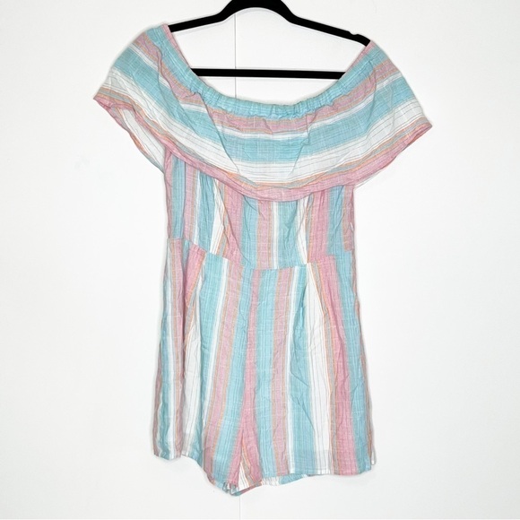 Entro NWT Striped Off Shoulder Romper - Picture 1 of 5